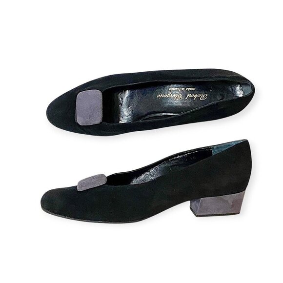 1990s Robert Clergerie Suede Pumps Removable Ornament Size 7 Made in France